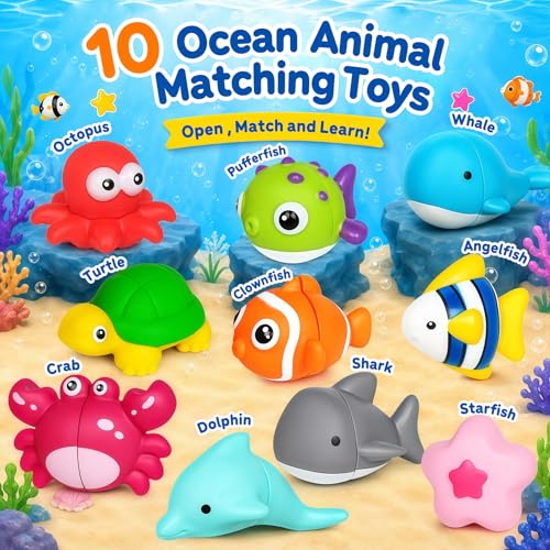 Image of Montessori Little People Farm Ocean Animals for Toddlers 18+Months,Early Preschool Learning Animals Figurines Matching Games,Fine Motor Skills Sensory for Boys Girls Ages 1-3