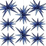 Wrbin 8 Pcs Navy Blue Star Balloons, 27/22 inch Explosion Foil Balloons for Birthday, Baby Shower, Wedding, Backdrop, Anniversary, Graduation Party Decorations (Navy Blue)