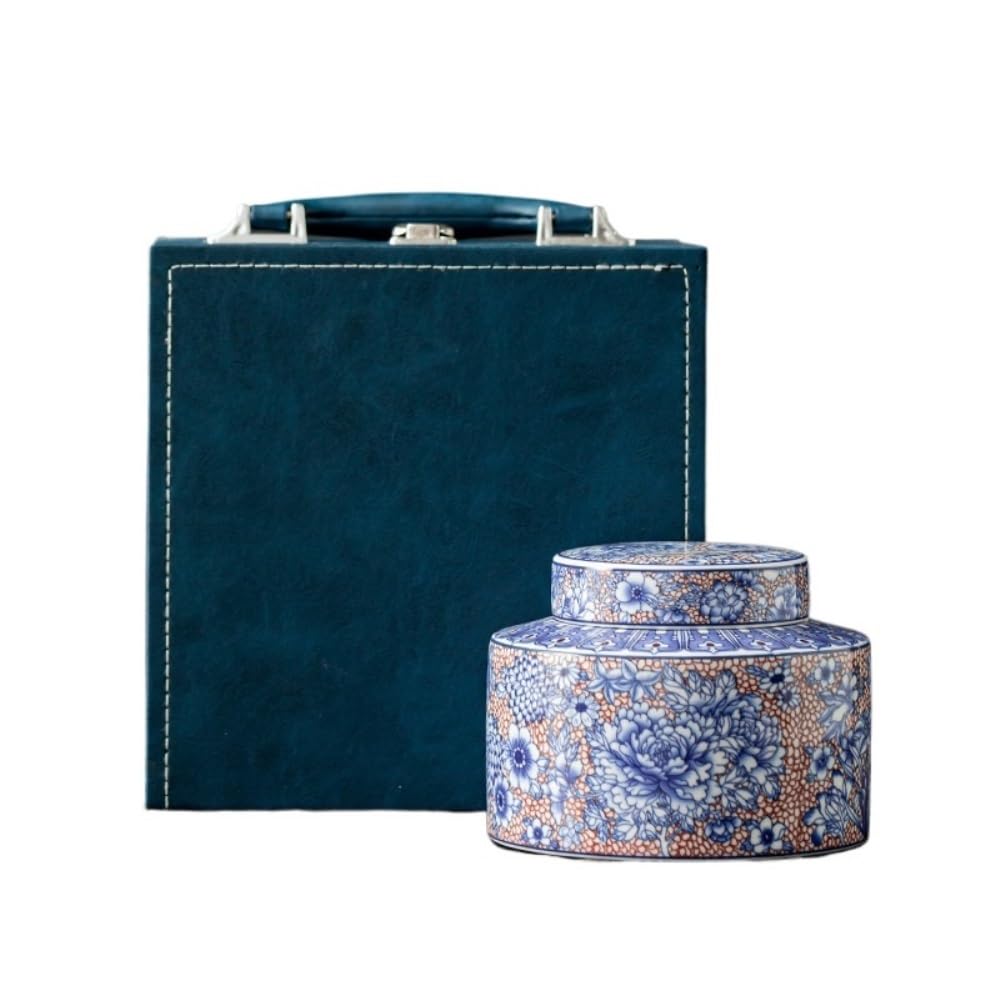 Set Da Tè Contenitore for la conservazione del tè Barattolo in ceramica Barattolo sigillato Retro Set da tè in porcellana blu e bianca Barattolo singolo/bicchiere doppio Set di scatole regalo Barattol