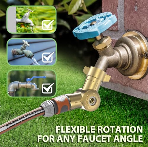 Image of Adjustable 180 &360 Metal Swivel Connector Fits,3 /4 inch Water Hose Fittings | Brass Metal Construction, Anti-Kink Faucet Hose Adapter, for RV, Outdoor, Yard Garden Irrigation