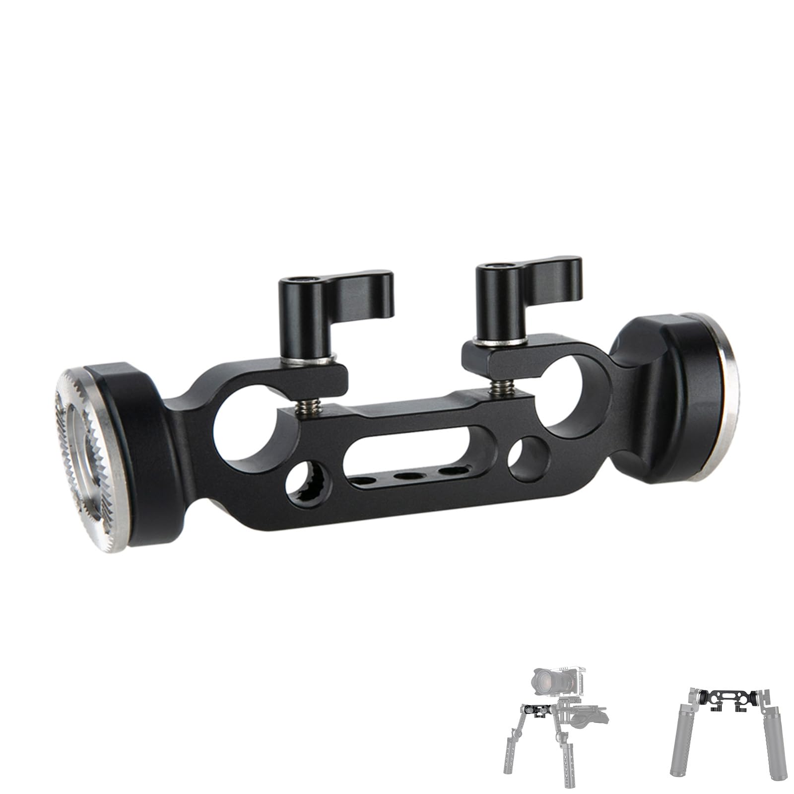 NICEYRIG 15mm Doppel Stangenklammer mit Rosette für ARRI Standard (M6 Gewinde, 31,8 mm) für Kamera DSLR Schulter Rig Support System