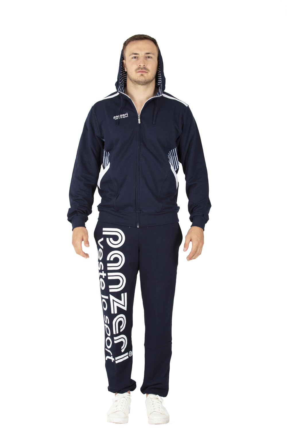 panzeri Pantalon Jogging Uni H - Noir/Blanc