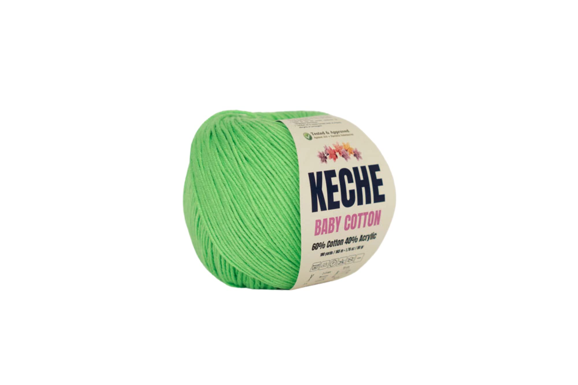 KECHECotton Yarn, 60% Cotton 40% Acrylic Yarn, Soft Cotton Yarn for Crochet and Knitting, Amigurumi Yarn 1 Skein/Ball 1.76 Oz (50g) / 180 Yrds (165m) - Green