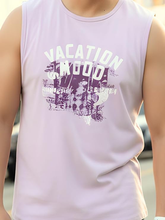 Image of Rigo Stylish Cotton Printed Vest for Men | Round Neck,Regular Fit, Sleeveless T-Shirt Vest for Men | Casual Innerwear Sando for Men & Boys - Perfect for Workouts Gym, Vacations, and Beaches