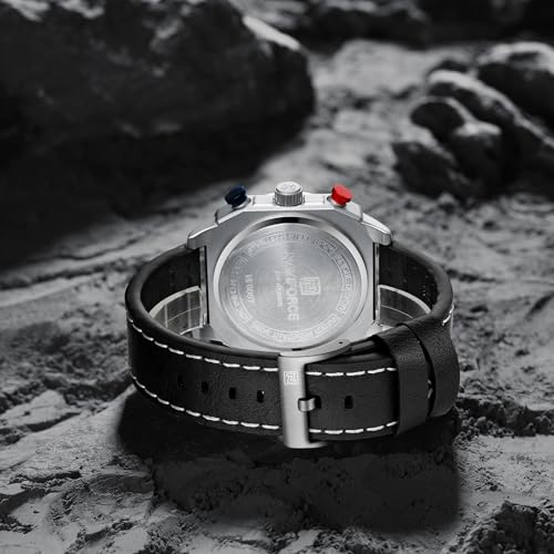 Image of NAVIFORCE NF8057 Square Vintage Military Chronograph Genuine Leather Analog Watch
