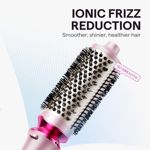 Image of Wavytalk Heatwave Pro Ionic Thermal Brush Set, 3-Size Heated Round Brush for Short to Long Hair, Bilateral Negative Ions for Frizz-Free Shiny Blowout, Pink