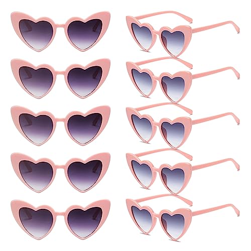 Widisun Vintage Love Heart Sunglasses - Pink Funky Heart Shaped Glasses for Girls, Outdoor, Party & Travel