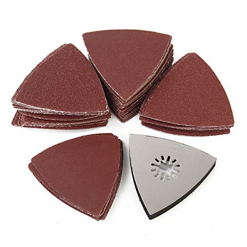 100Pcs 80Mm 60-240 Grit Sandpaper With Sanding Pad For Bosch Fein Oscillating Multitool