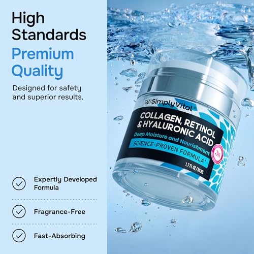 Image of Anti-Aging Face Moisturizer with Retinol, Collagen & Hyaluronic Acid - Moisturizer Face Cream for Women & Men - Visibly Firming & Hydrating Neck Cream - Day & Night Skin Care - 1.7 fl oz