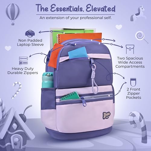 Image of Gear Delight 18 inch /30L Large Water Resistant School Bag | Casual Backpack | Daypack | Travel Backpack | Kids Bag for Boys /Girls (Purple - Purple)
