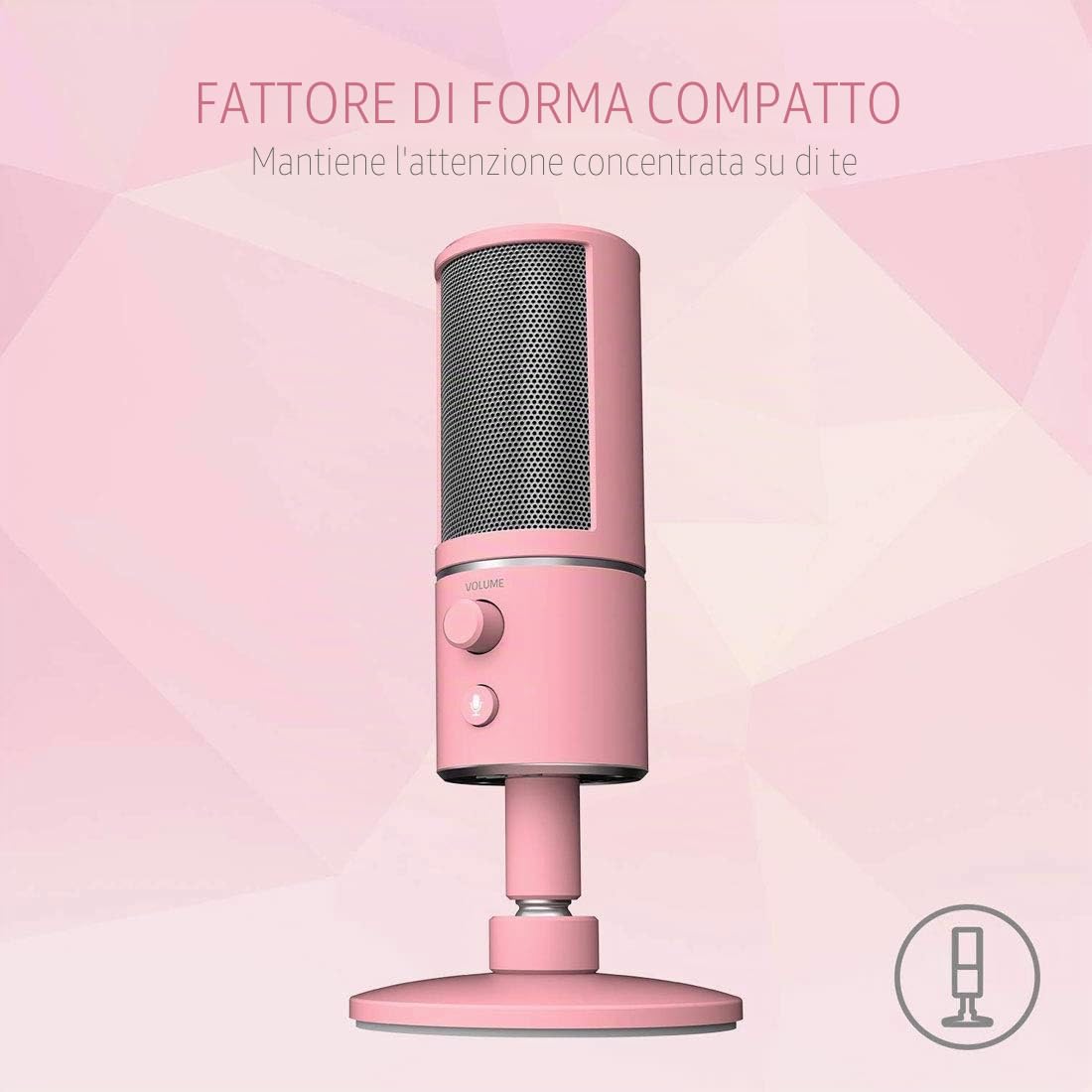 Razer Seiren X Quartz - PC Gaming USB Microfono a Condensatore per Streaming, Resistente agli Urti, Porta di Monitoraggio Cuffie da 3.5 mm a Latenza Zero, Shock Mount Incorporata, Rosa
