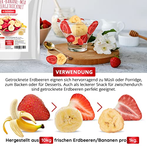 Erdbeer-Bananen Mix 200g – gefriergetrocknete Erdbeeren und gefriergetrocknete Bananen als leckerer Snack in einem Beutel – Bild 5