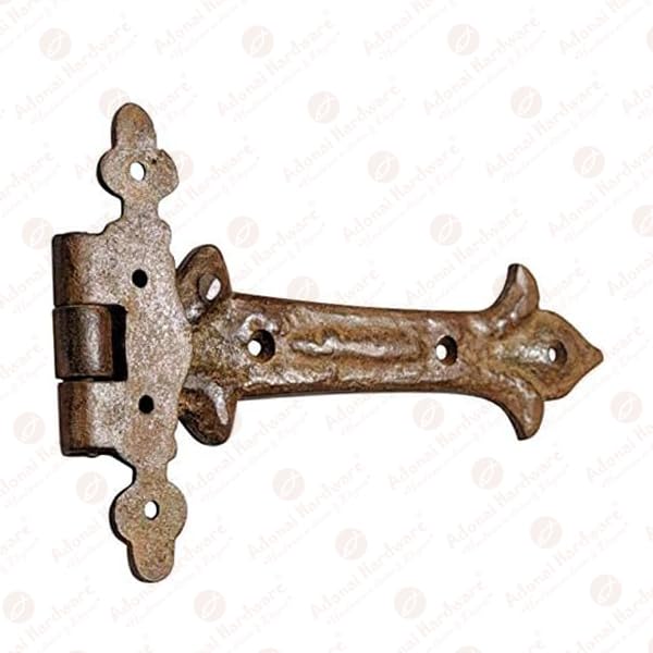 Image of Adonai Hardware Adonijah Antique Cast Iron Strap T Hinge (7.9 inch x 4 Pack, Rust Living Finish) for Barn Doors, Gates, Kitchen Cabinets, Sheds, Wooden Box, Furniture, Cedar Chest and Trunks