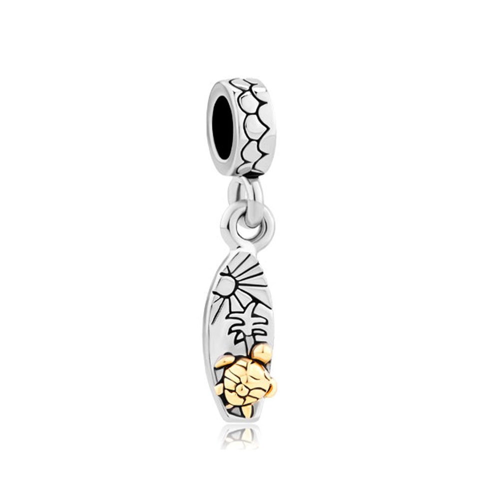 Third Time Charm Dangle Surfboard Charm Seaside Holiday Surfing Beads for Charm Bracelet