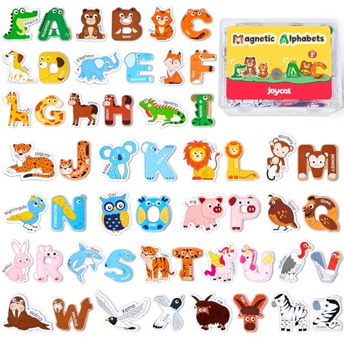 Image of JoyCat Fridge Magnets for Toddlers – 26 Cute Animals & Uppercase Letters for Kids, Magnetic Alphabet Refrigerator Toys, Fun Educational Learning Gifts for Preschool 2 3 4 5 Years Old