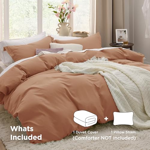 Image of Bedsure Taupe Duvet Cover Twin /Twin XL Size - 2 Pieces Prewashed Cotton-Like Polyester Extra Soft Bedding Set, Includes 1 Twin Duvet Cover 68''x90'' with Zipper Closure & 1 Pillow Sham, No Comforter
