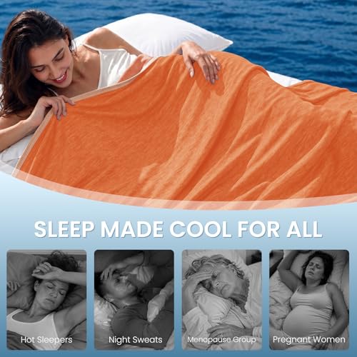 Image of Topcee Cooling Blanket (90 inchx90 inchQueen Size) for Night Sweats Absorbs Heat to Keep Adults Cool on Warm Nights, Q-Max 0.5 Cooling Blankets for Hot Sleepers, Ultra-Cool Lightweight Blanket for Bed
