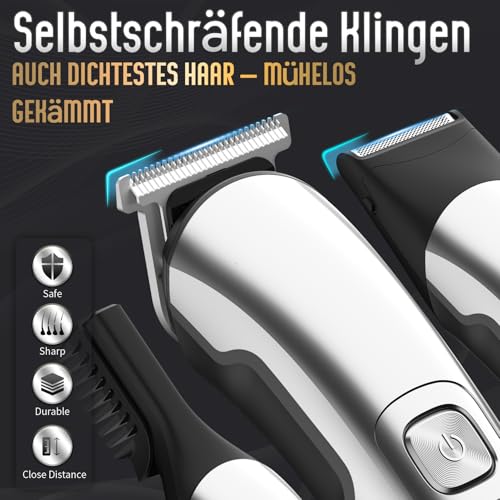 Ufree Haarschneidemaschine Profi Barttrimmer Haartrimmer Herren, 7 in 1 Bartschneider Haarschneider Rasierer Herren Elektrisch, Langhaarschneider Trimmer, Geburtstagsgeschenk für Männer 3
