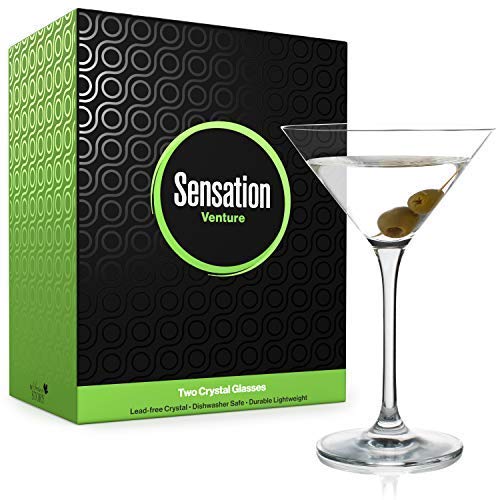 Season STORY Large Tall Martini Glasses (Set of 2, 9oz), Modern & Unique