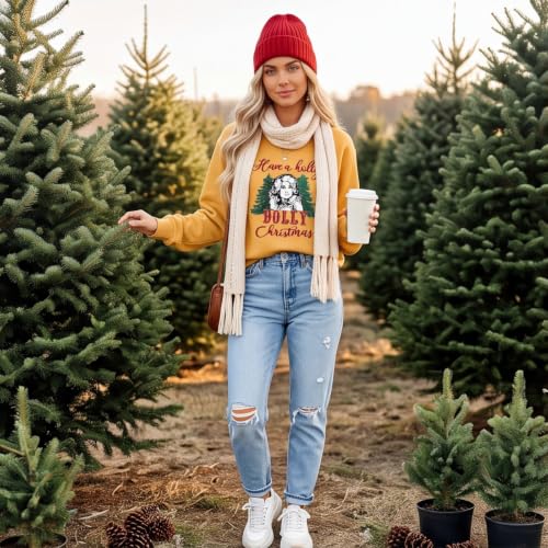 Womens Sweatshirt Have A Holly Dolly Christmas Long Sleeve Pullover Sweater - image 6