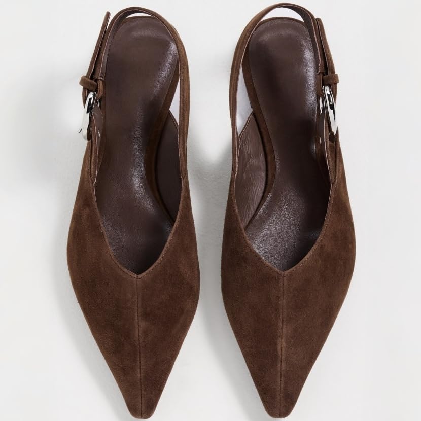 Image of Slingback Flat Shoes for Women Pointed Closed Toe Flat Mule Sandals Casual Comfortable Office Dressy Shoes