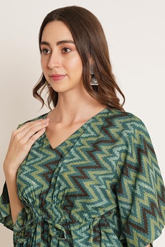 Image of COTLAND Fashions Jaipuri Cotton Kimono Sleeves Printed Longline Kaftan Top for Women