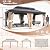 EROMMY 12' X 20' Hardtop Gazebo, Wood Grain Thicker Aluminum Frame Gazebo with Galvanized Steel Roof, Outdoor Permanent Metal Pavilion with Curtains and Nettings for Patio, Backyard, Deck and Lawns