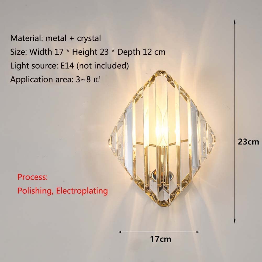 Luces de pared interiores Lámpara de pared Apliques de pared de cristal Dormitorio Lámpara de noche Pasillo Iluminación nocturna para sala de estar Baño Dormitorio Pasillo Escalera, casquillo E14