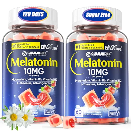 Image of EnvyCure Melatonin Gummies 10mg 20mg - Extra Strength Sleep Aid for Adults with Magnesium Glycinate 100mg, L-Theanine, Ashwagandha, B6, B12 - Deep Relaxation, Sugar Free - 120 Cts