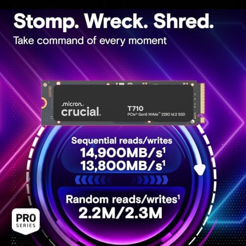 Crucial T710 1TB PCIe Gen5 NVMe SSD
