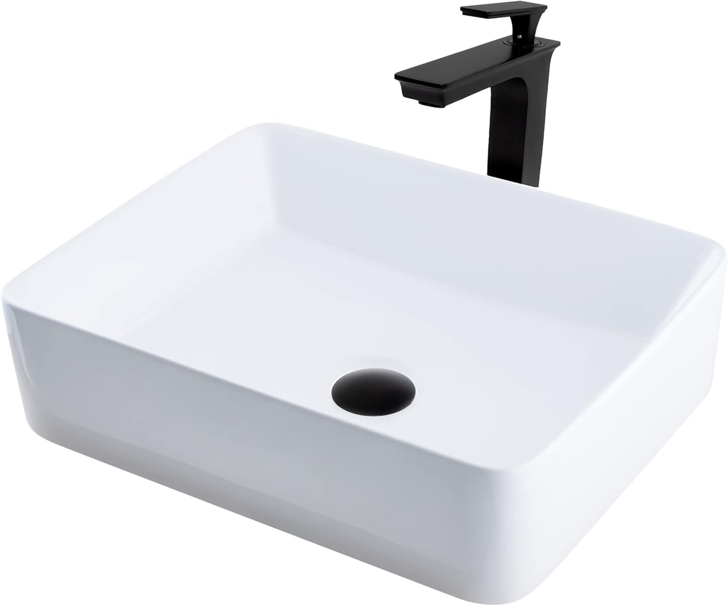 Black and Silver Painted Oval Glass Vessel Sink Set in Matte Black