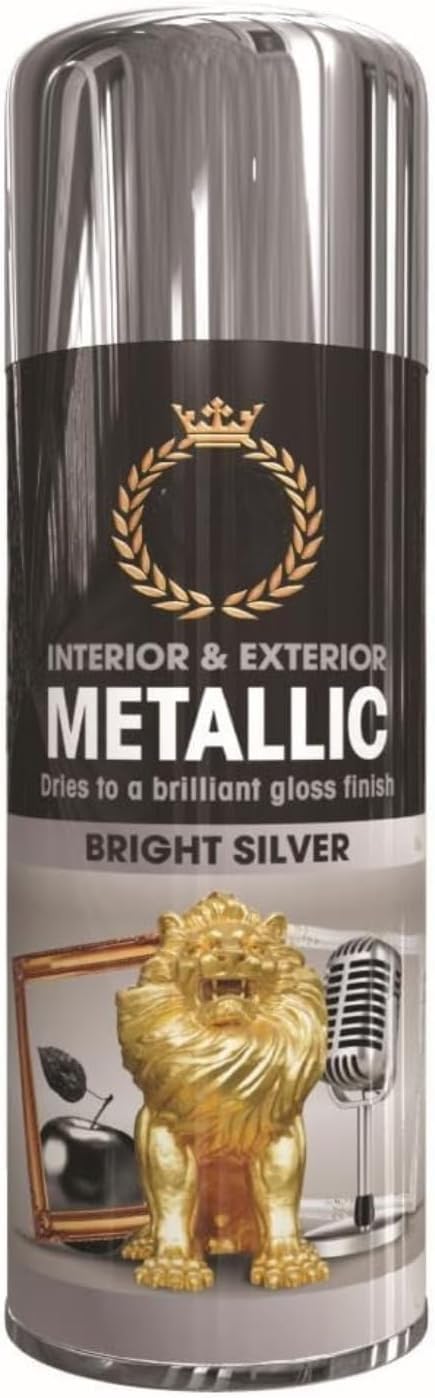 Inspired Essentials Bright Silver Metallic Spray Paint 400Ml Multi-Purpose Use, Spray For Metal And Wooden Furniture, Ornaments, Decorative Items And Much More For Interior & Exterior (2, )