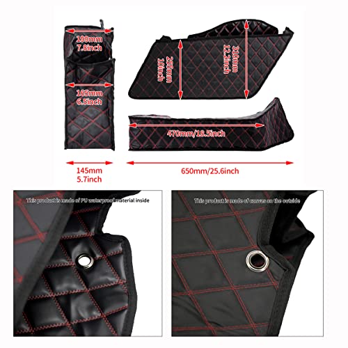 Forros para alforjas y baúl no estirados para Harley Touring (Road King, Street Glide, Electra Glide, Ultra Limited) 2014-2022, cuero sintético con hilo rojo miniatura 4