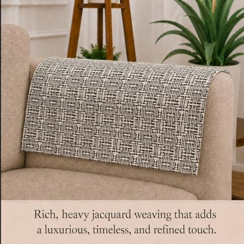 Image of STITCHNEST 'Nomad Weave Collection' Sofa Armrest Cover | Elegant Jacquard Fabric, Washable & Durable for Modern Living (18 x 22 Inches) 21