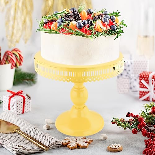 3-Set Cake Stand Round Cake Stands Metal Dessert Cupcake Candy Display For Wedding Event Birthday Party Baby Shower (Yellow) #TOP3