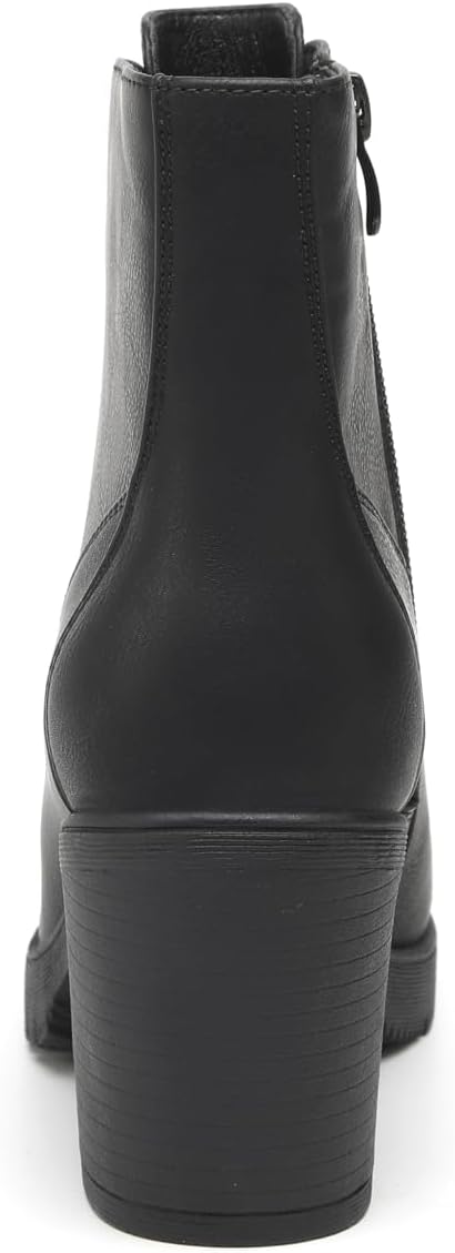 TYNDALL Women's Chunky Heel Ankle Boots Stylish High Heel Lace-Up Side Zipper Booties for Girls Black Women's Boots - Image 3