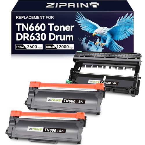ZIPRINT TN660 Toner Cartridge and DR630 Compatible Replacement for Brother HL-L2300D HL-L2340DW HL-L2320D MFC-L2700DW DCP-L2540DW HL-L2380DW MFC-L2685DW HL-L2305W (3 Pack)