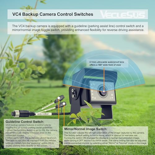 Image of HD Backup Camera VC4 for Truck,RV HD Car Backup Camera with Universal 4 PIN Connector for HD(720P 1080P) Car Rear View System's Extension or Replacement for VECLESUS VMS VMST VMQD