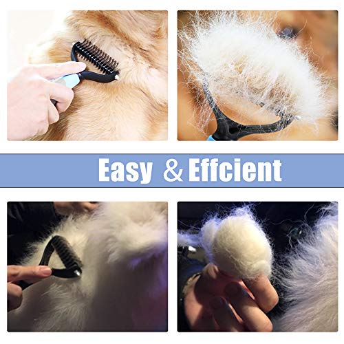 LUKACY Dog Brushes for Grooming, Cat Brush for Shedding and Grooming, Deshedding Brush Comb Remover Undercoat Rake Dematting Tool for Pet Small Large Long Hair Poodles 2 Sided(Yellow L)