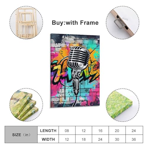 Impression sur toile microphone décoration murale maison tableau 50x75 - 2