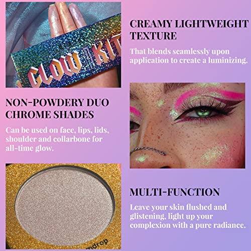 Ucanbe 3 Colors Face Highlighter Makeup Palette, Holographic Shimmer Glow Duo Chrome Cheek Contour Illuminators, Highlighting Bronzer Iluminadores De Maquillaje Luminizers Pallet Kit #TOP1