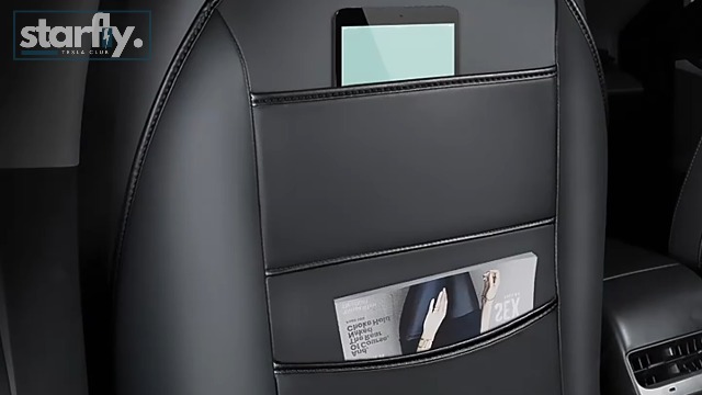 STARFLY Lot 2 Housses Dossier Siège Arrière Tesla Model 3/Y – Cuir PU Anti-Taches Double Poches Noir