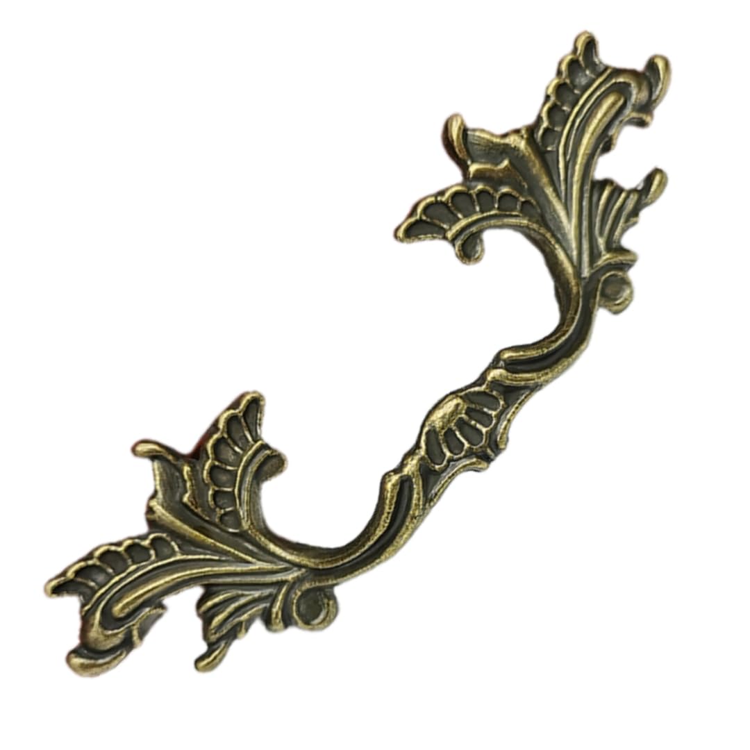 WenRan Antique Brozne Cabinet Drawer Pulls 3 Inch Hole Spacing Pitch American Leaf Bow Pulls, Zinc Alloy Cabinet Hardware for Kitchen and Bathroom