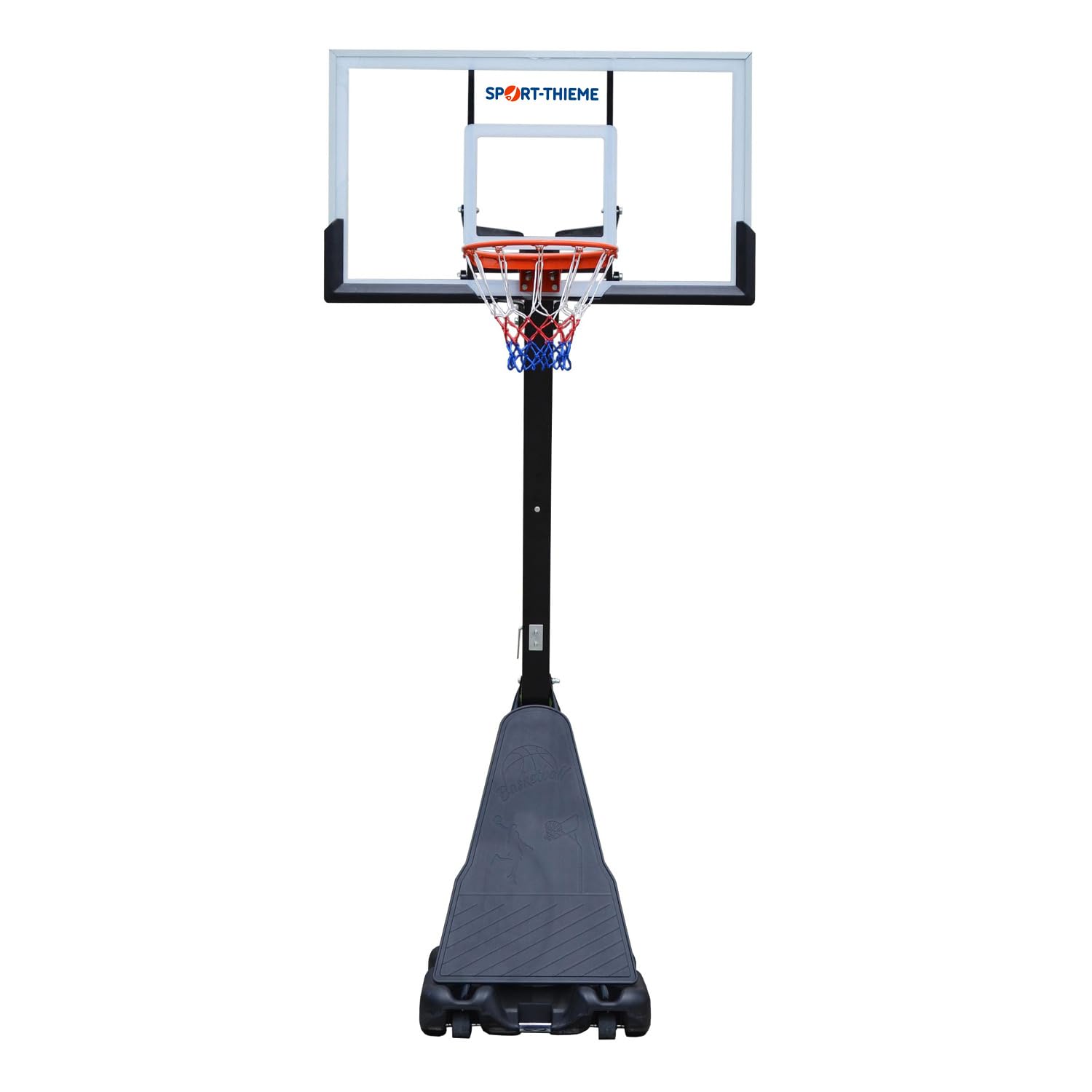 Sport-Thieme Basketballanlage Orlando | Standfuß befüllbar | Polycarbonat Brett | Stahl Standpfosten | Outdoor | Brett 140x82 cm | Korbhöhe 230-305 cm | Gewicht 68 kg