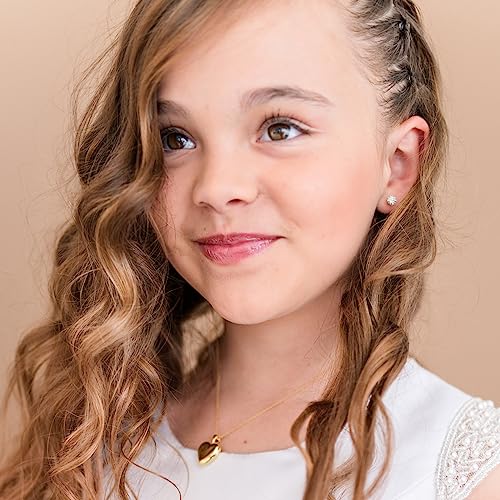 Sterling Silver Simulated Birthstone Pave Ball Screw-Back Earrings for Little Girls and Kids2