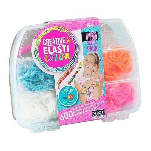 Elasticolor Pro Refill Set Mini, Boîte avec élastiques colorés pour construire des bracelets et des colliers - Nice Group, 03005