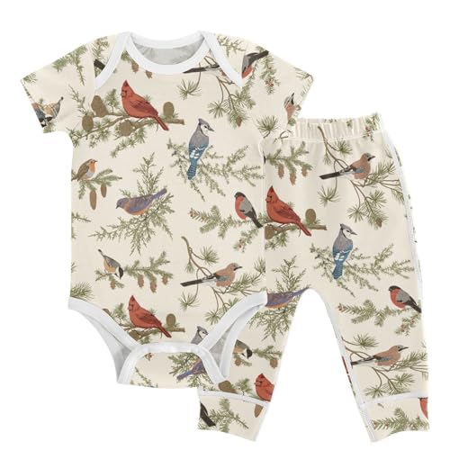 Image of vvfelixl Baby Clothes Cute Cat Baby Bodysuits Set Unisex Short Sleeve Baby Pants Sets 0-3M