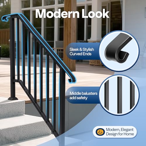image for VIVOHOME 2-Pack 6 Step Galvanized Steel Hand Rails for Outdoor Steps �