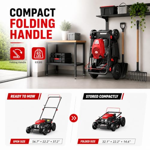 Image of AMERISUN 21 inch Gas Lawn Mower, 144cc 4-Stroke, 2-in-1 Mulch & Side Discharge, 6 Height Adjustment, Lightweight Push Mower for Backyard Lawn Care