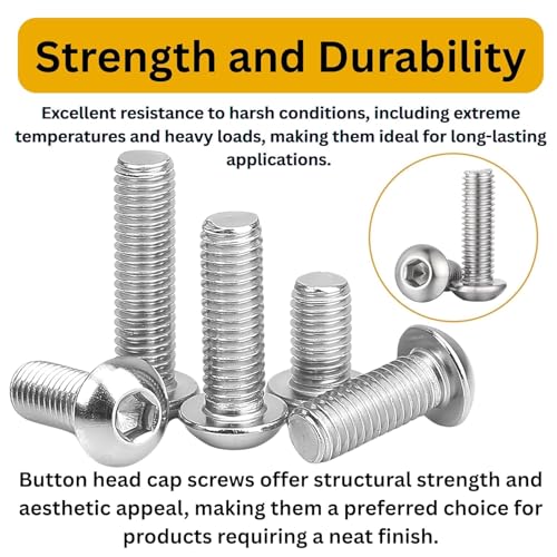 Image of Epi-Torque; The Epic Torque #Doityourself Stainless Steel 202 Grade Button Head Internal Hex Cap Bolt M3 M4 M5 M6 Thread 10-20 mm Screw Assortment Hex Nuts, Flat Plain Washer Allen Key -516 Pcs